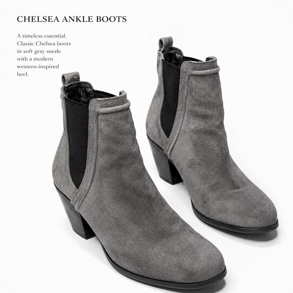 Sam Edelman Gray Suede Chelsea Ankle Boots Size 7.5 Boho Western Minimalist